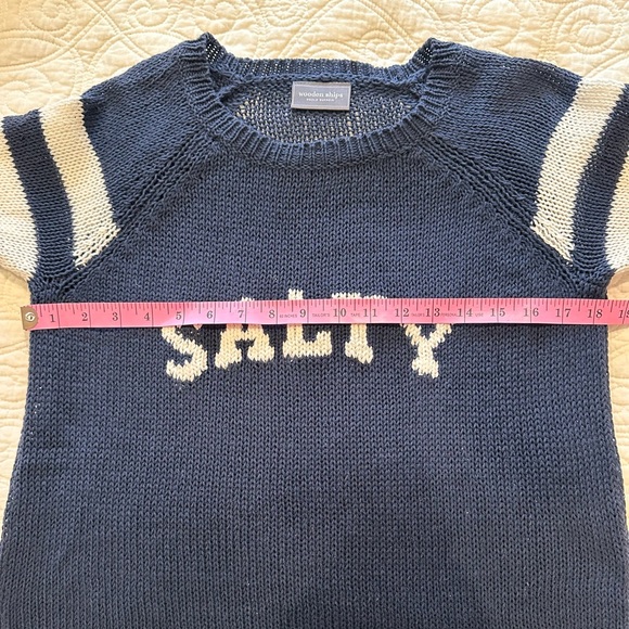 Wooden Ships size XS ‘SALTY’ navy and white cotton/acrylic crew neck sweater. - Picture 6 of 8
